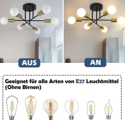 NETTLIFE Plafonnier Lampe Vintage 6 Ampoules Lampe E27 Industrielle Chambre Lampe Rétro pour Salon Salle à Manger Couloir