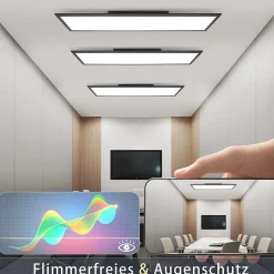 NETTLIFE Plafonnier LED 120 x 30, panneau à intensité variable, lampe longue lumière du jour, 40W, bureau plat, avec télécommande