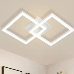 NETTLIFE Plafonnier LED géométrique 24W, éclairage de plafond pour salon et chambre à coucher