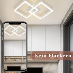 NETTLIFE Plafonnier LED géométrique 24W, éclairage de plafond pour salon et chambre à coucher