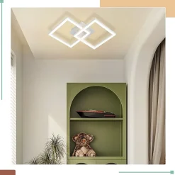 NETTLIFE Plafonnier LED géométrique 24W, éclairage de plafond pour salon et chambre à coucher