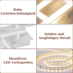 NETTLIFE Plafonnier LED géométrique 24W, éclairage de plafond pour salon et chambre à coucher