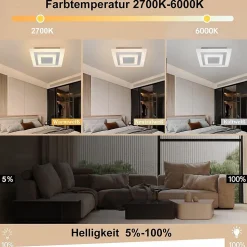 NETTLIFE Plafonnier LED : lampe de salon 30 cm, lampe de cuisine dimmable 23 W, lampe moderne avec télécommande pour chambre