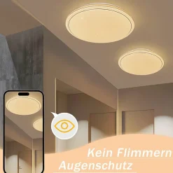 NETTLIFE Plafonnier LED 27 cm Lampe de Chambre Ciel Étoilé Moderne 12 W Lampe Blanc Chaud Lampe Ronde Cuisine pour Couloir Salon