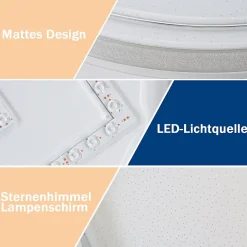 NETTLIFE Plafonnier LED 27 cm Lampe de Chambre Ciel Étoilé Moderne 12 W Lampe Blanc Chaud Lampe Ronde Cuisine pour Couloir Salon