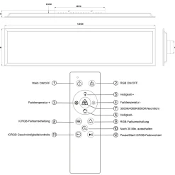 NETTLIFE Plafonnier LED 120 x 30 cm intensité variable, rétroéclairage RVB, changement de couleur plate avec télécommande 36 W