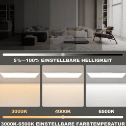 NETTLIFE Plafonnier LED 120 x 30 cm intensité variable, rétroéclairage RVB, changement de couleur plate avec télécommande 36 W