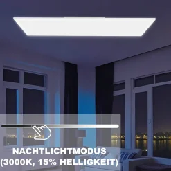 NETTLIFE Plafonnier LED 120 x 30 cm intensité variable, rétroéclairage RVB, changement de couleur plate avec télécommande 36 W