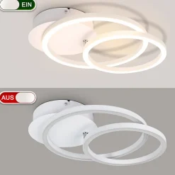 NETTLIFE Plafonnier LED 2 anneaux Blanc Pivotant Moderne Ronde Design 24W 3000K