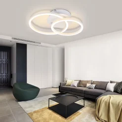 NETTLIFE Plafonnier LED 2 anneaux Blanc Pivotant Moderne Ronde Design 24W 3000K