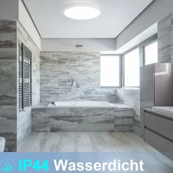 NETTLIFE Plafonnier LED 30 cm Lampe de cuisine plate Lampe blanche ronde 24 W à coucher IP44 6000 K Lampe de couloir