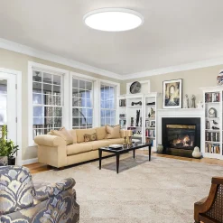 NETTLIFE Plafonnier LED 30 cm Lampe de cuisine plate Lampe blanche ronde 24 W à coucher IP44 6000 K Lampe de couloir