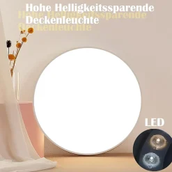NETTLIFE Plafonnier LED 28 cm 30 W rond IP44 Lampe de à intensité variable pour salle de bain et couloir avec télécommande