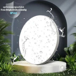 NETTLIFE Plafonnier LED 28 cm 30 W rond IP44 Lampe de à intensité variable pour salle de bain et couloir avec télécommande