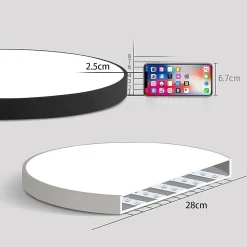 NETTLIFE Plafonnier LED 28 cm 30 W rond IP44 Lampe de à intensité variable pour salle de bain et couloir avec télécommande