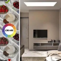 NETTLIFE Plafonnier LED, 80 x 30 cm,39W, 3000 K Dimmable, Plat, Lampe avec Télécommande, Panneau, Blanc, Lampe de Bureau pour