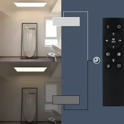 NETTLIFE Plafonnier LED, 80 x 30 cm,39W, 3000 K Dimmable, Plat, Lampe avec Télécommande, Panneau, Blanc, Lampe de Bureau pour