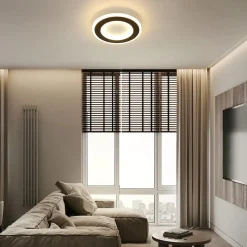 NETTLIFE Plafonnier LED 23 W Noir Ronde Moderne Blanc Chaud 24 cm Lampe de Chambre pour Cuisine Couloir Salon