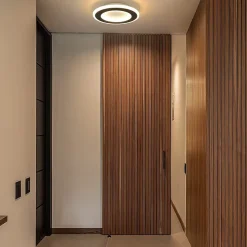 NETTLIFE Plafonnier LED 23 W Noir Ronde Moderne Blanc Chaud 24 cm Lampe de Chambre pour Cuisine Couloir Salon