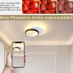 NETTLIFE Plafonnier LED 12 W Lampe de 3000 K Blanc Chaud Lampe de Chambre Lampe Design Moderne Plafond Salon Noir Rond pour