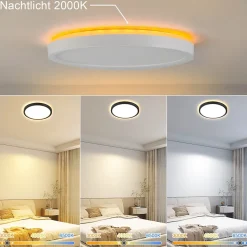 NETTLIFE Plafonnier LED Plat 22cm 18w à Intensité Variable Pour Chambre Cuisine 3000k - 6500k