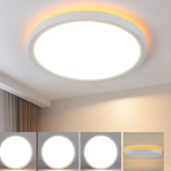 NETTLIFE Plafonnier LED Plat 22cm 18w à Intensité Variable Pour Chambre Cuisine 3000k - 6500k