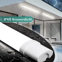 NETTLIFE Plafonnier LED anti-humidité 90CM - Plafonnier tube LED 24W 3000LM Lampe de cave IP65 étanche 5000K