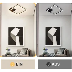 NETTLIFE plafonnier LED blanc chaud lampe de couloir moderne noir 12W 3000K