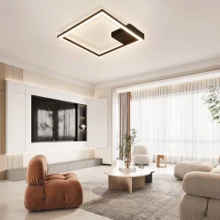 NETTLIFE plafonnier LED blanc chaud lampe de couloir moderne noir 12W 3000K