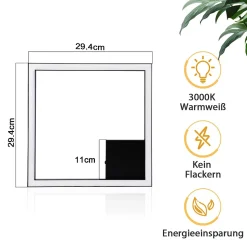 NETTLIFE plafonnier LED blanc chaud lampe de couloir moderne noir 12W 3000K