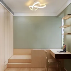 NETTLIFE Plafonnier LED Blanche Moderne 3000K Blanc Chaud Couloir 19W Petite Lampe de Chambre Design Géométrie pour Salon Cuisine