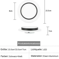 NETTLIFE Plafonnier LED Blanc 14W Rond lampe de couloir 3000K blanc chaud design moderne lampe de couloir plafonnier 23,5cm pour