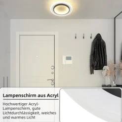 NETTLIFE Plafonnier LED Blanc 14W Rond lampe de couloir 3000K blanc chaud design moderne lampe de couloir plafonnier 23,5cm pour