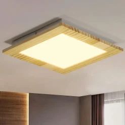 NETTLIFE Plafonnier LED Bois Plat Panneau Couloir Intérieur 3000K Blanc Chaud 30 cm 17 W pour Salle à manger Escaliers Balcon