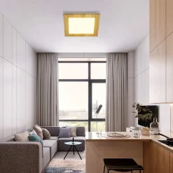 NETTLIFE Plafonnier LED Bois Plat Panneau Couloir Intérieur 3000K Blanc Chaud 30 cm 17 W pour Salle à manger Escaliers Balcon