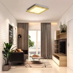 NETTLIFE Plafonnier LED Bois Plat Panneau Couloir Intérieur 3000K Blanc Chaud 30 cm 17 W pour Salle à manger Escaliers Balcon