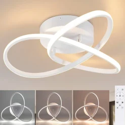 NETTLIFE Plafonnier LED Blanc Dimmable 40CM Moderne avec Télécommande Lampe Design Géométrie 33W pour Salon Chambre Cuisine