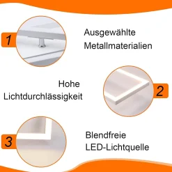 NETTLIFE Plafonnier LED Blanc Cadre Moderne 32W 3000K