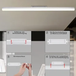 NETTLIFE Plafonnier LED blanc 4000K 36W 90CM lampe de lumière du jour : lampe pour salon chambre salle à manger balcon couloir