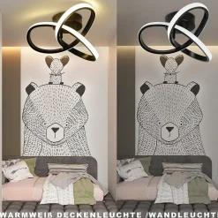 NETTLIFE Plafonnier LED Blanc Chaud - 19 W Lampe Noire Lampe de Moderne Petite 3000 K pour Chambre d'enfant Salon Chambre Couloir