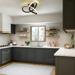 NETTLIFE Plafonnier LED Blanc Chaud - 19 W Lampe Noire Lampe de Moderne Petite 3000 K pour Chambre d'enfant Salon Chambre Couloir