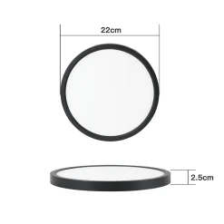 NETTLIFE Plafonnier LED Blanc Froid 15 W Noir Diamètre 22 cm Rond Plat IP44 Lampe Étanche Lampe de Couloir pour Salle de Bain