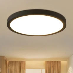 NETTLIFE Plafonnier LED Blanc Froid 15 W Noir Diamètre 22 cm Rond Plat IP44 Lampe Étanche Lampe de Couloir pour Salle de Bain