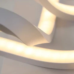 NETTLIFE Plafonnier LED Blanc Moderne Dimmable 65CM Lampe de Chambre Design en Forme de Vague 48W pour Salon Bureau Couloir