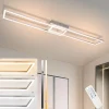 Nettlife Plafonnier LED 102cm, 2 cadres, dimmable, télécommande, argenté 36W, pour chambre