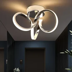 NETTLIFE Plafonnier LED Chrome 31cm Moderne 19W Blanc Chaud 3000K Lapme de Couloir pour Salon Chambre Bureau Chambre d'enfant