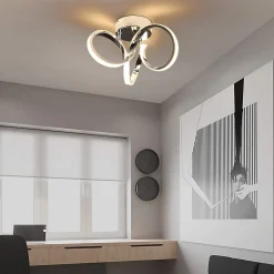 NETTLIFE Plafonnier LED Chrome 31cm Moderne 19W Blanc Chaud 3000K Lapme de Couloir pour Salon Chambre Bureau Chambre d'enfant