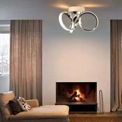 NETTLIFE Plafonnier LED Chrome 31cm Moderne 19W Blanc Chaud 3000K Lapme de Couloir pour Salon Chambre Bureau Chambre d'enfant