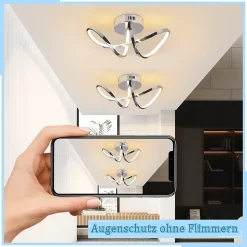 NETTLIFE Plafonnier LED chambre lampe de chambre moderne design chromé 12W intérieur 3000K blanc chaud