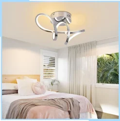 NETTLIFE Plafonnier LED chambre lampe de chambre moderne design chromé 12W intérieur 3000K blanc chaud
